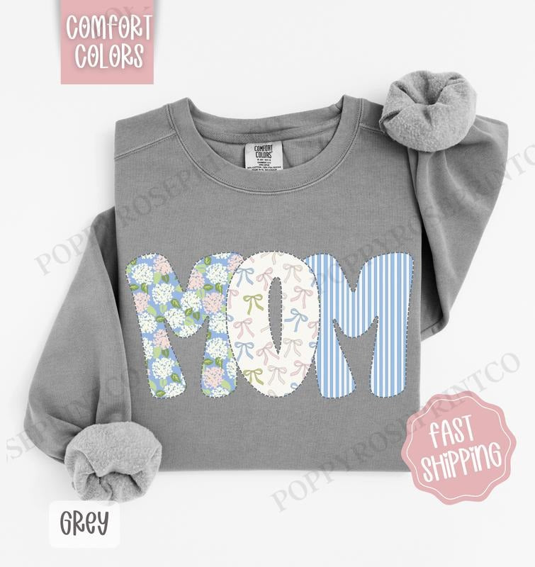 Floral Mom Comfort Colors Sweatshirt, Cute Mama Sweater, Coquette Mom Crewneck