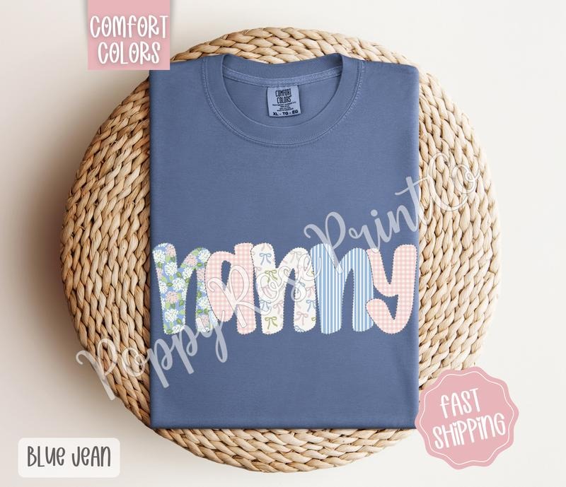 Floral Nanny Comfort Colors Shirt, Cute Spring Grandma Tshirt, Coquette Flower Tee, Gift for Her