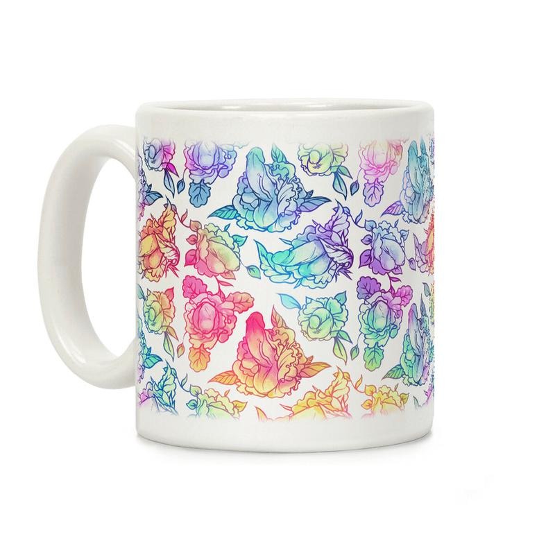 Floral Penis Rainbow Coffee Mug, Graphic Tees, Funny Coffee Mug Gift