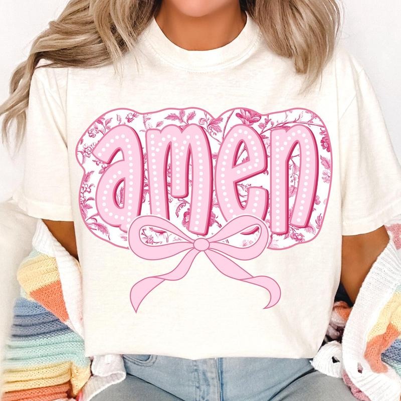 Floral Pink Toile Chinoiserie Amen T-Shirt, Amen T-Shirt, easter T-Shirt, Chinoiserie Amen T-Shirt, christian easter T-Shirt, he is risen T-Shirt