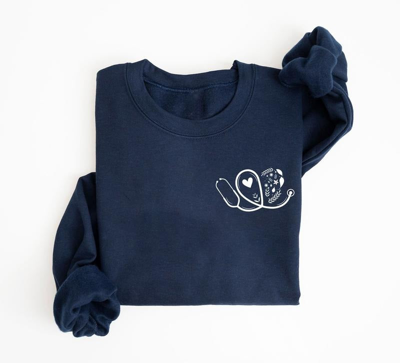 Floral Stethoscope Nurse Sweatshirt, Nursing School, Healthcare, Medicine, Doctor Shirt, Medical Assistant Tees