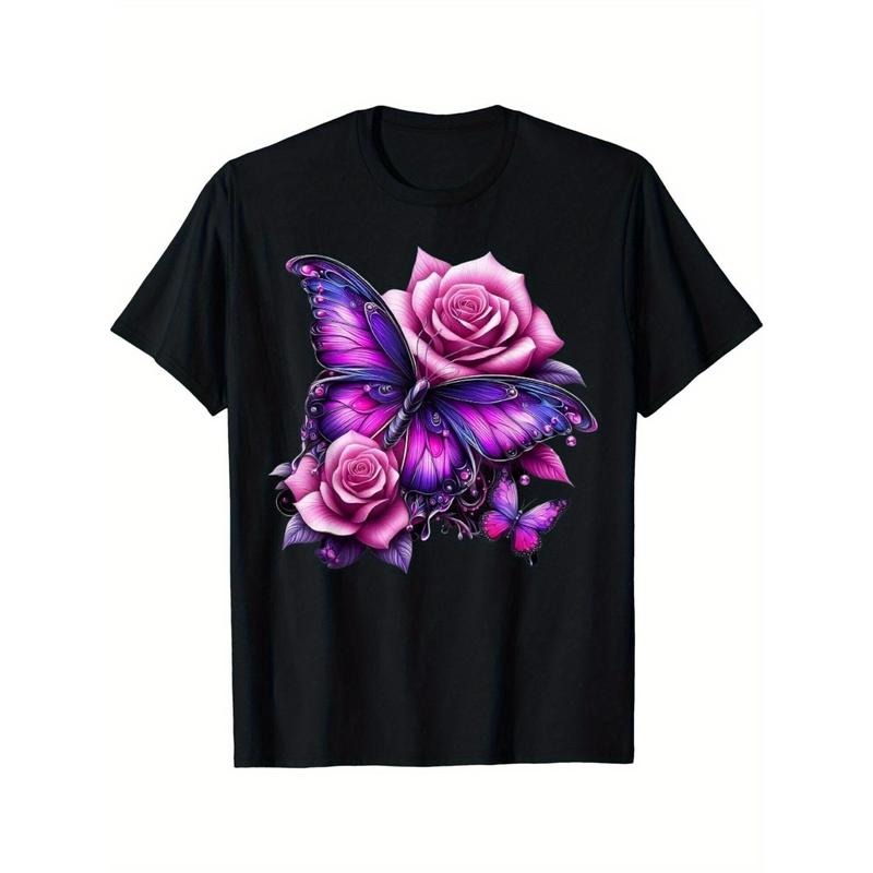 Floral and butterfly cotton prints, a new trend for men's T-shirts, everything goes together Made in USA