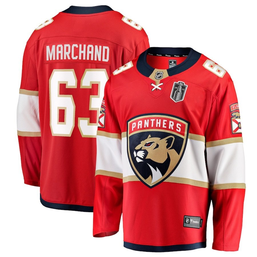 Florida Panthers #63 Brad Marchand 2025 Stanley Cup Final Home Breakaway Player Jersey - Red