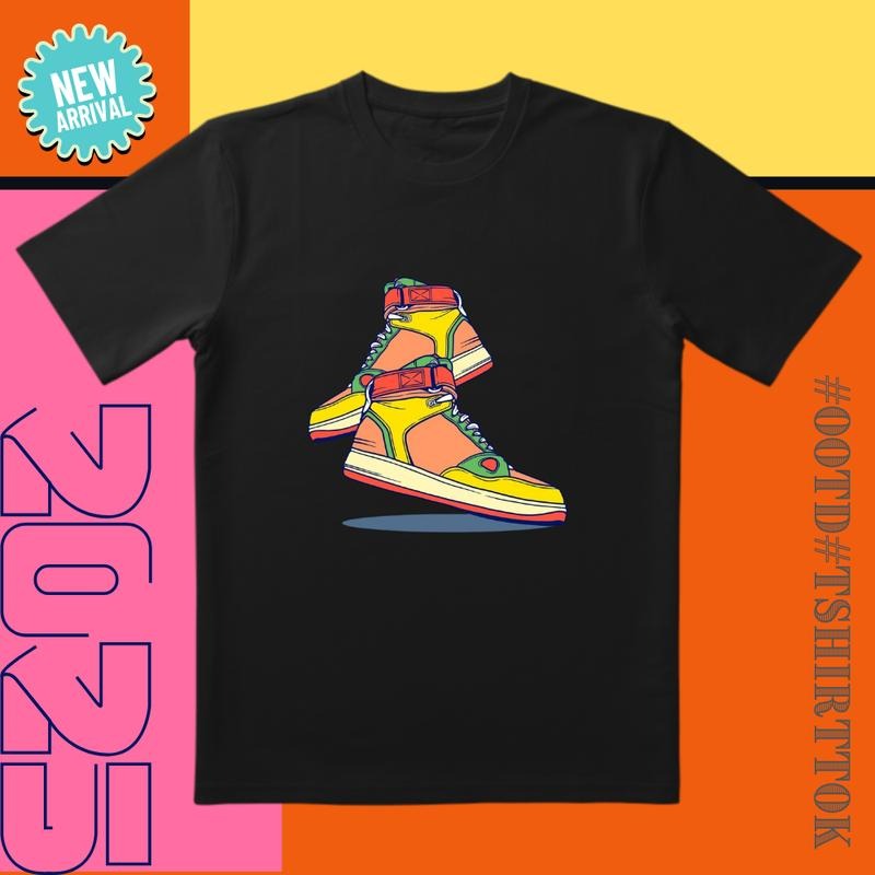 Fluorescent Sneaker Tee | Yellow-Orange-Green Contrast | 'Daily OOTD' Streetwear Must-Have