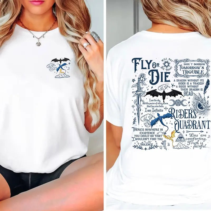 Fly or Die Shirt, Dragon Shirt For Women, Romantsy Book Lovers Gifts, Dragon Rider Shirt, Fourth Wing Shirt, Bookish Shirt