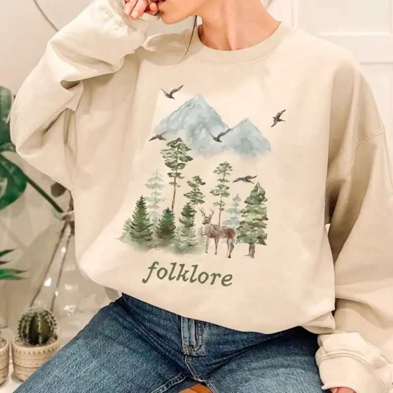 Folklore Nature-Inspired Graphic Sweatshirt Cozy for Fans & Nature Lovers