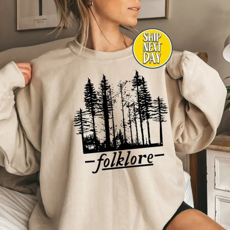 Folklore Sweatshirt, Folklore Sweatshirt with Enchanted Forest Print, Nature Sweater Womenswear