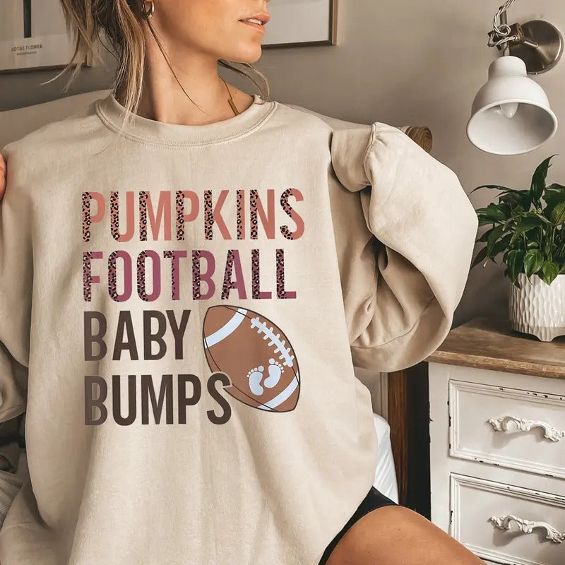 Football Baby Bumps Pregnancy Announcement Sweatshirt, Fall Maternity Sweater, Funny Football Mama To Be Sweater, Football Baby Reveal Shirt, Football Team Fall Gift for New Mom, Fall Halloween Thanksgiving Maternity Sweatshirt