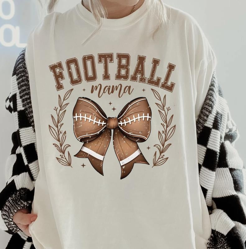 Football Bow Mama Shirt #1~ Unisex Apparel Relaxed Fit Printed In The USA Clothing Womenswear Casual Comfort Cotton Top Athletic Boho Chic