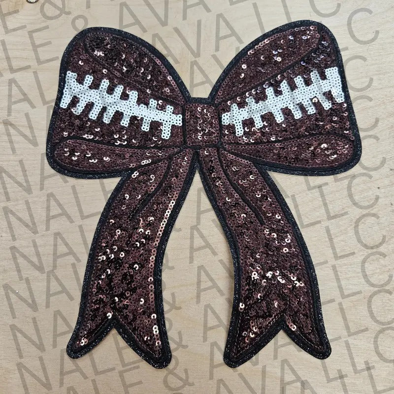 Football Bow Sequin Patch ONLY
