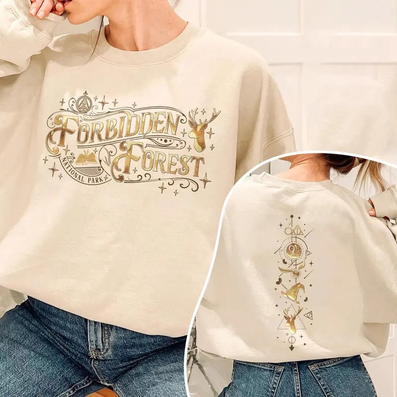 Forbidden Forest Wizard Sweatshirt, National Park Wizard Hoodie, Bookish Gift for Fan, Wizarding World Unisex Soft Comfort Crewneck Pullover Long Sleeves Graphic Fabric Sweater