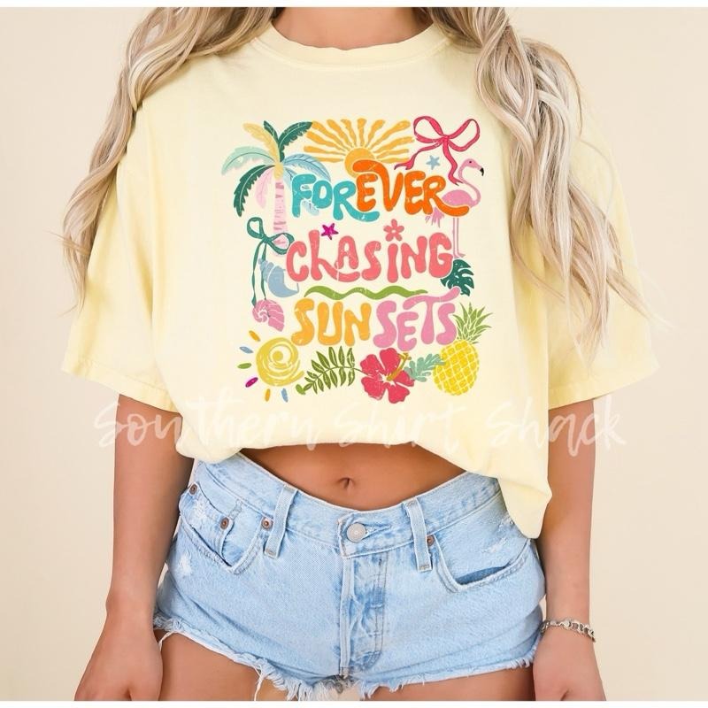 Forever chasing sunsets T shirt | Banana comfort colors T shirt