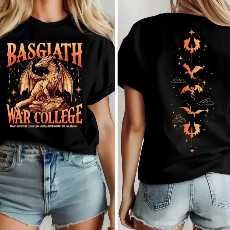 Fourth Wing Basgiath War College Sweatshirt, Fantasy Reader, Dragon Rider T-Shirt, Fourth Wing Xaden Tee Shirt, Xaden Riorson Shirt, Onyx Storm Shirt, Iron Flame Sweater, Shirt For Fourth Wing Fans