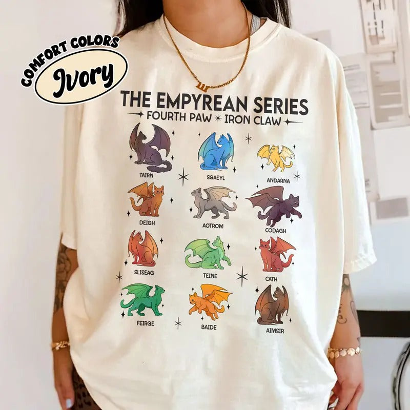 Fourth Wing Cats Comfort Colors Shirt, Fantasy Cat Shirt, Basgiath War College TShirt, Fourth Wing Merch, Bookish Gift for Readers