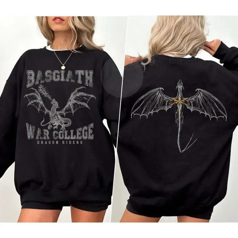Fourth Wing Double-Sided Sweater, Basgiath War College Sweatshirt T-shirt Hoodie, Dragon Rider Shirt, Bookish Tops TShirt, Hoodie for Fans