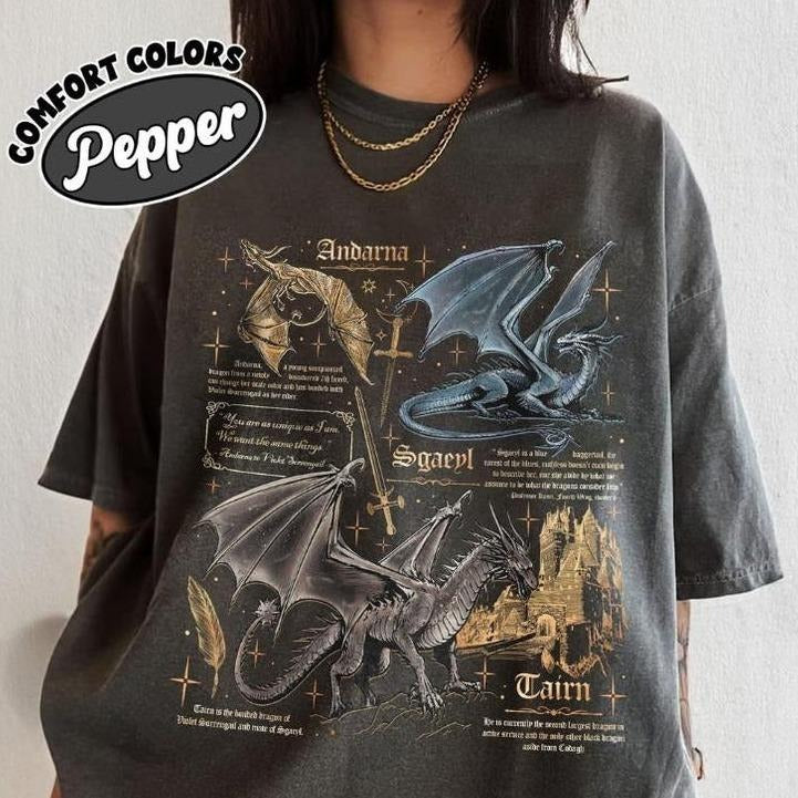 Fourth Wing Dragon Comfort Colors Shirt, Tairn & Andarna T-Shirt, Basgiath War College Tee, Dragon Rider Sweatshirt