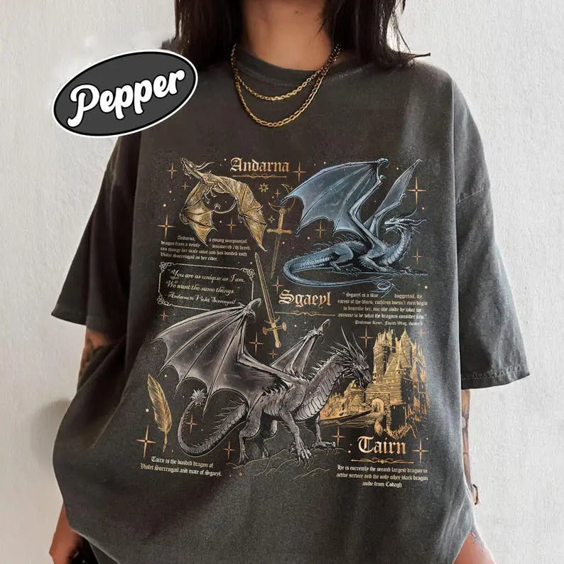 Fourth Wing Dragon Comfort Colors Shirt, Tairn & Andarna TShirt, Basgiath War College Tee, Dragon Rider Shirt, Bookish Gift for Readers