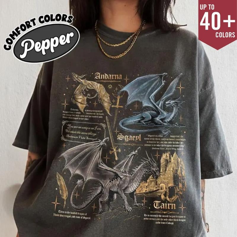Fourth Wing Dragon Comfort Colors Shirt, Tairn & Andarna Tee, Basgiath War College Dragon Rider Shirt, Bookish Gift for Readers, Trending Gift for Him & Her, Best Friend Gift, Unisex Top