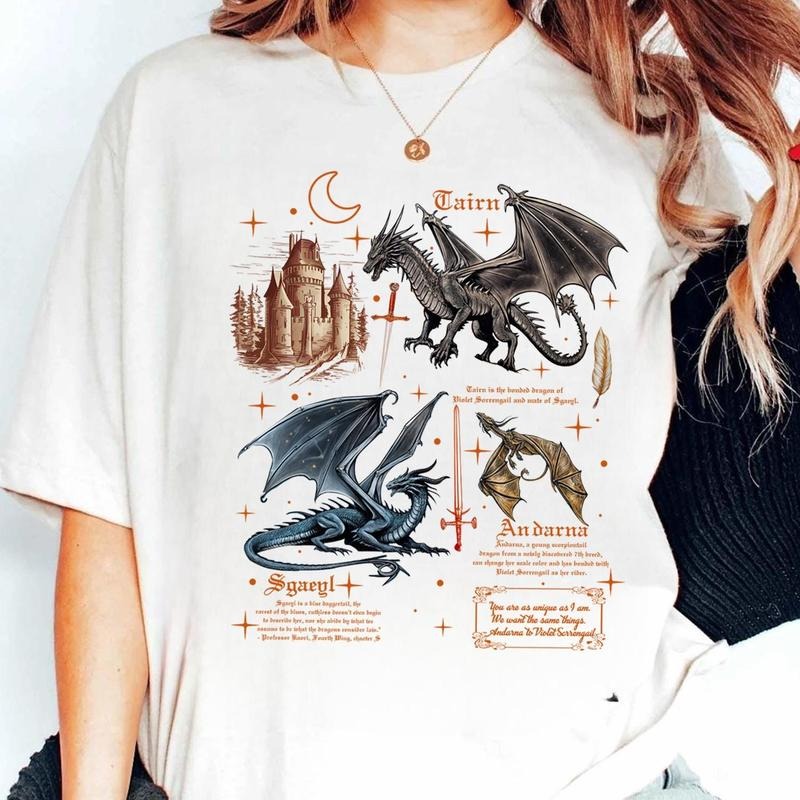 Fourth Wing Dragon Shirt, Tairn & Andarna Dragon Shirt, Basgiath War College Shirt, Dragon Rider Sweatshirt, Bookish Gift for Readers