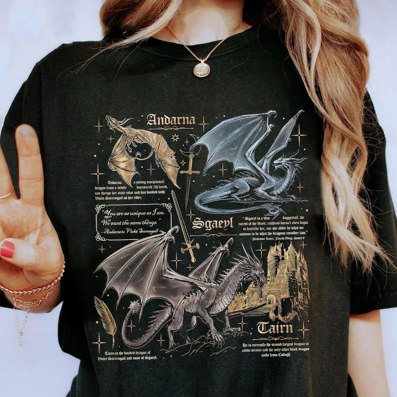 Fourth Wing Dragon Shirt, Tairn & Andarna Dragon TShirt, Basgiath War College Tee, Dragon Rider Shirt, Bookish Gift for Readers