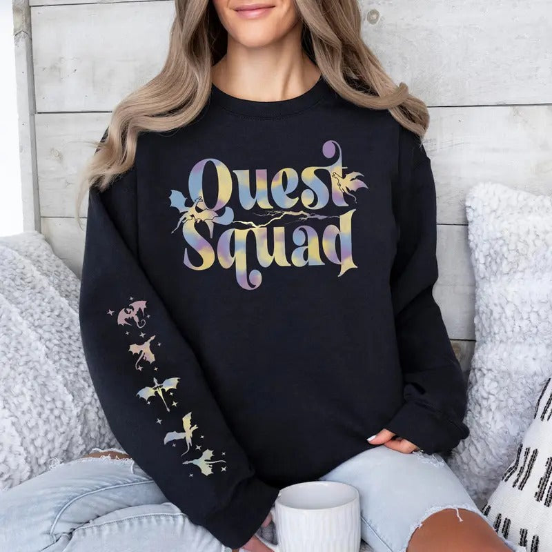 Fourth Wing Quest Squad Sweatshirt,Onyx Storm Shirt, Basgiath War College Fourth Wing Shirt, Dragon Rider, Violet Sorrengail Gift For Book Love