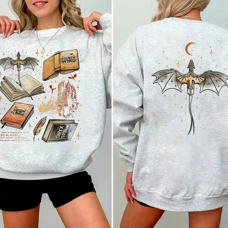 Fourth Wing Series 2 Sides Sweatshirt, Basgiath War Shirt, Onyx Storm Sweatshirt, Fantasy Reader Shirt, Bookish Shirt, Booktok Sweatshirt, Fourth Wing Fan Shirt