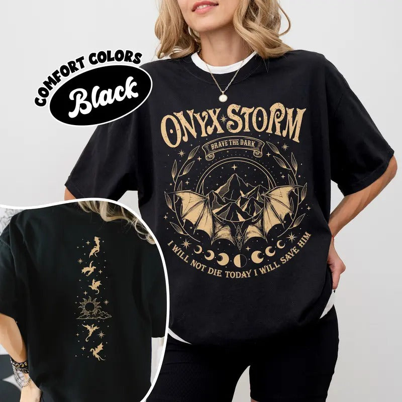 Fourth Wing Series Comfort Colors Shirt, Onyx Storm Shirts, Violence Brave The Dark, Gift for Book Lovers, Dragon Rider Merch Tshirt