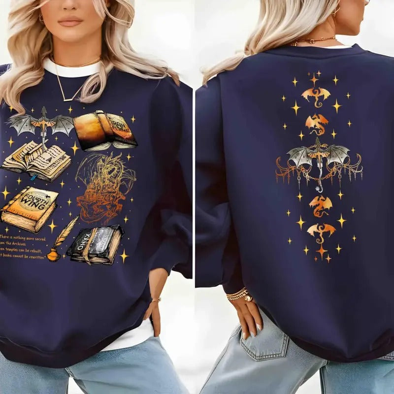 Fourth Wing Series Sweatshirt, Dragon Rider Bookish Tee Shirt, Fourth Wing Fantasy Book Shirt, Onyx Storm T-Shirt, Basgiath War College Sweater, Violet Sorrengail Shirt, Book Merch Gift, Shirt For Book Lovers