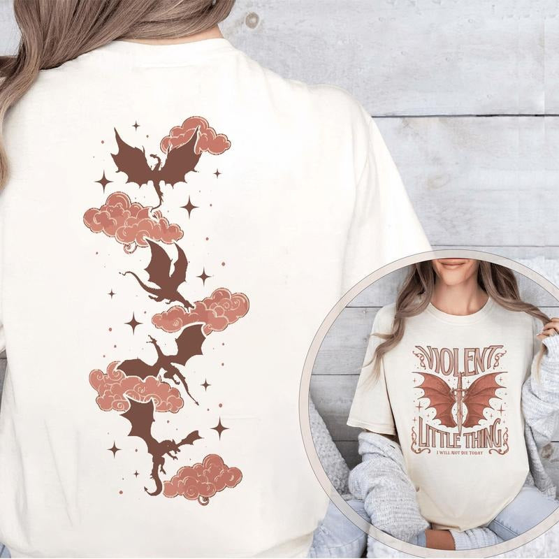 Fourth Wing Shirt, Violet Sorrengail Shirts, Violent Little Thing T Shirt, Xaden Riorson Tee, Dragon Rider, Bookish Giftstyle{n002}2