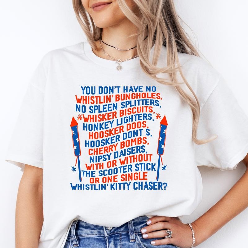 Fourth of July Fireworks Shirt - Print is Sublimation, Funny Tee, Bright Graphic, Funny Apparel, Gift Idea, Relaxed Fit, Casual Apparel, Cute Top, Great with Jeans, All Seasons, Fun Style, Comfortable Shirt