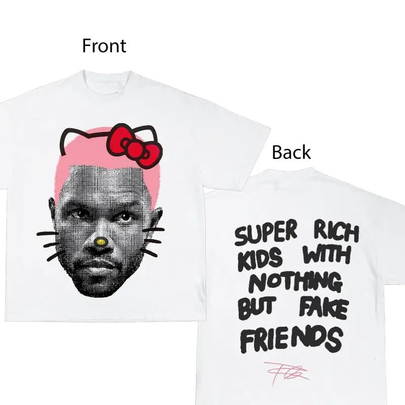 Frank Kitty Hair (PINK) Cute Graphic Tee Cotton Fabric Menswear Top Hoodie, Sweatshirt | WearSparks.com