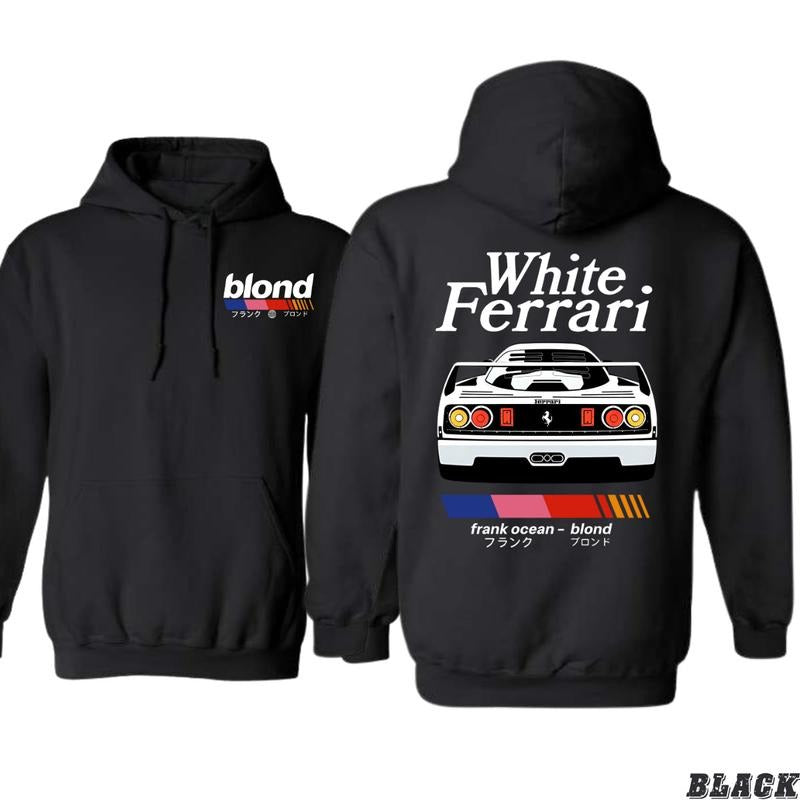 Frank Ocean Blond White Ferrari Black Unisex Hoodie - For Music and Car Enthusiasts Menswear Sweaters