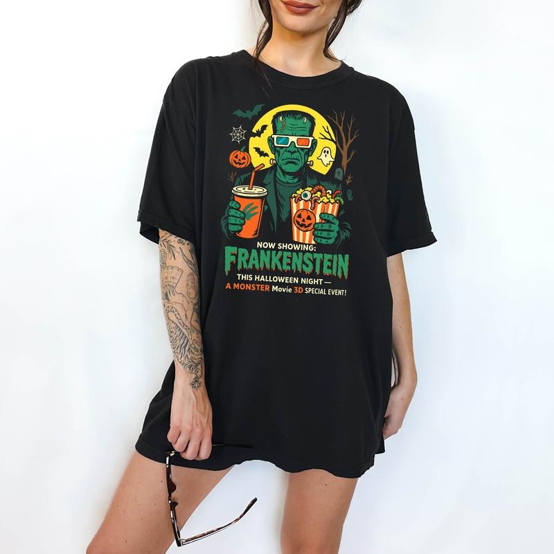Frankenstein 3-D - T-Shirt, Unisex T-Shirt, Funny Tee, Comfortable Shirt, Halloween Theme