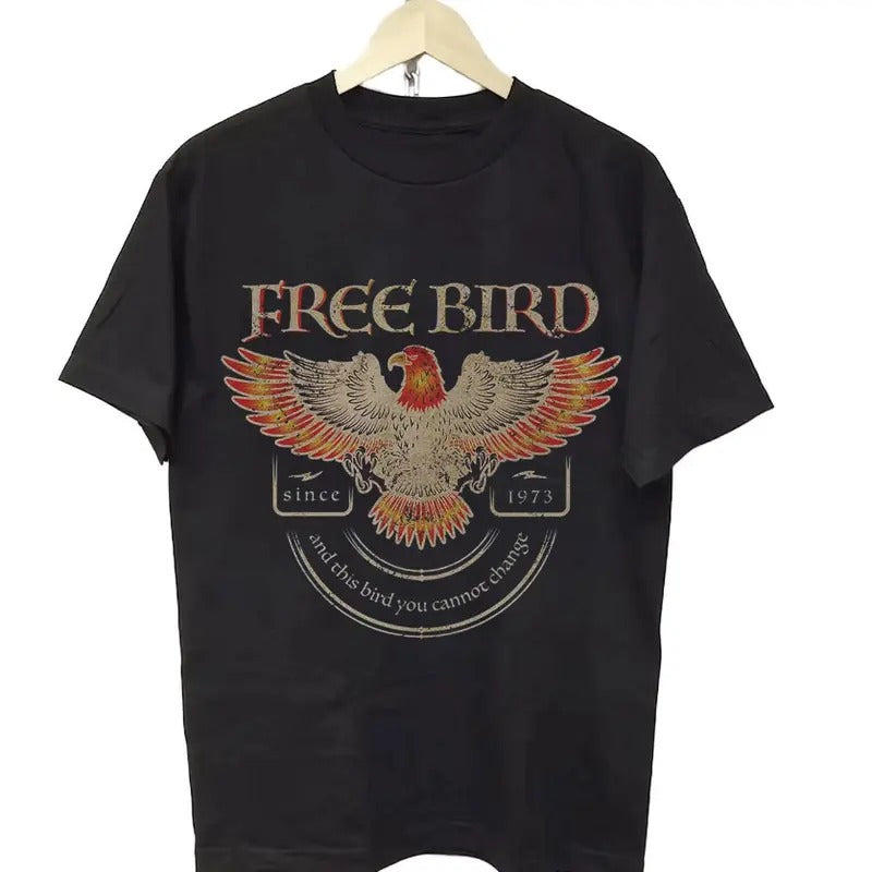 Free Bird Shirt, Band TShirt, Old School Band T-shirt, Retro Music Shirt, Rock Band Tee, Oversized Trendy Shirts Classic Cotton