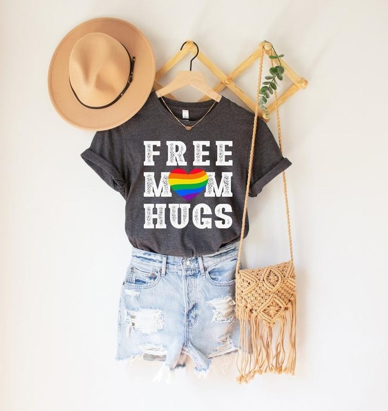 Free Mom Hugs Shirt, Pride Mom Shirt, Gay Pride Shirt, LGBTQ Shirt, Pride Heart Shirt, Lesbian Shirt, LGBTQ Support Tee,...