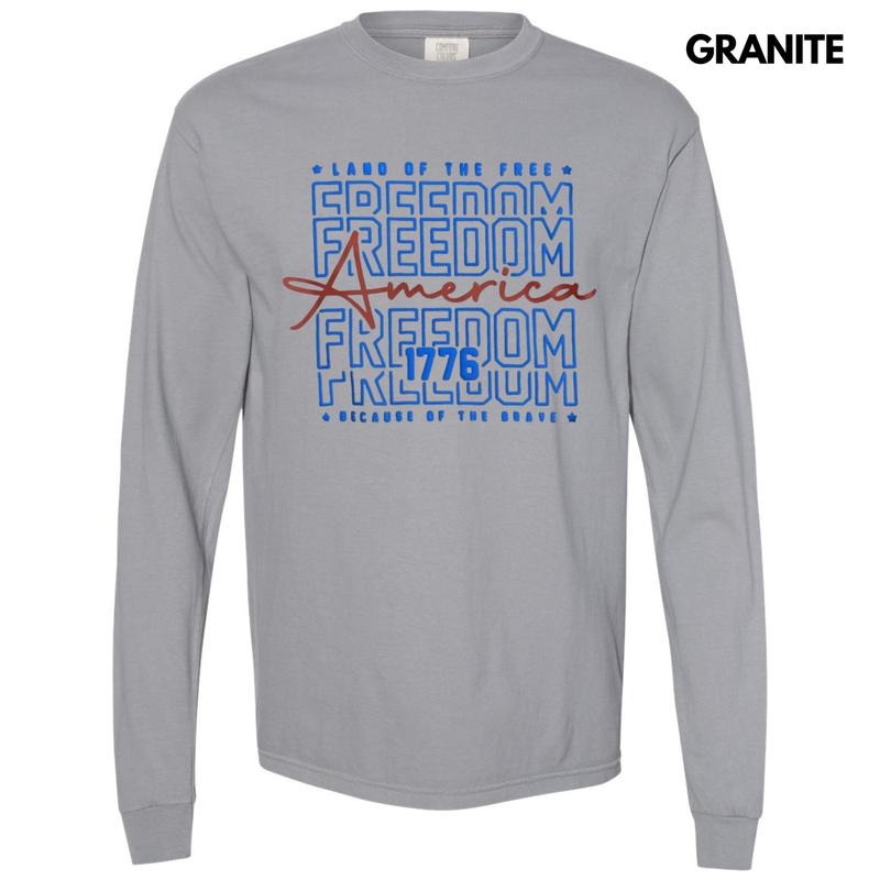 Freedom Puff Long Sleeve Comfort Colors T-Shirt Hoodie, Sweatshirt | WearSparks.com