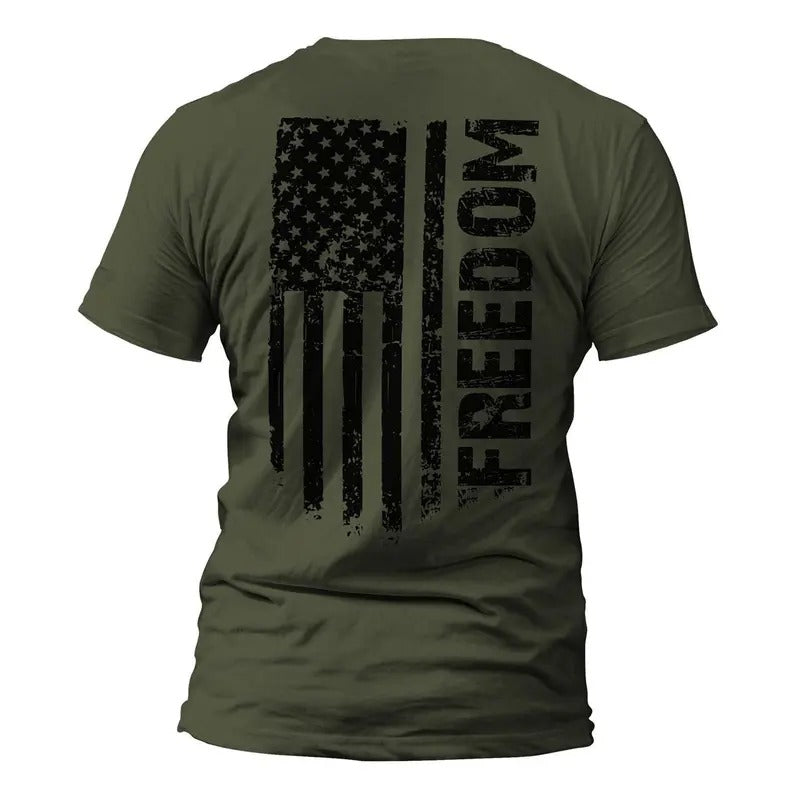 Freedom USA Distressed Flag Back Print T-Shirt Casual Crewneck Hoodie, Sweatshirt | WearSparks.com