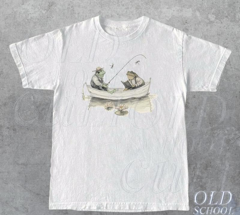 Frog 90s Vintage Graphic Shirt, Retro Toad Tee, Nature Shirt, 2000s Frog T-Shirt, Book Lovers Shirt, Vintage Unisex Oversize Cotton Tee Menswear Top