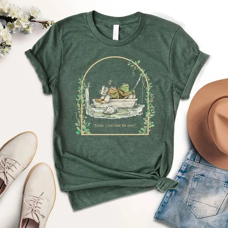 Frog And Toad Shirt, Vintage Classic Book Shirt, I Will Take Life Easy T-Shirt, Frog Shirt, Book Lovers Shirt, Vintage Reader T-Shirt, Vintage Frog Shirt