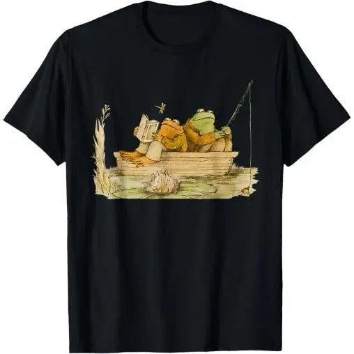 Frog Toad Fishing Vintage Classic Book Frog T-Shirt Made in USA