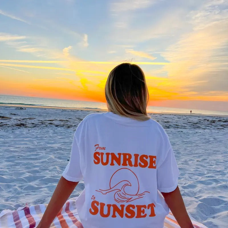 From Sunrise to Sunset Shirt, oversizzed beach shirt, Comfort Cotton Womenswear Fabric Top Oversized Underwear Women Tshirt