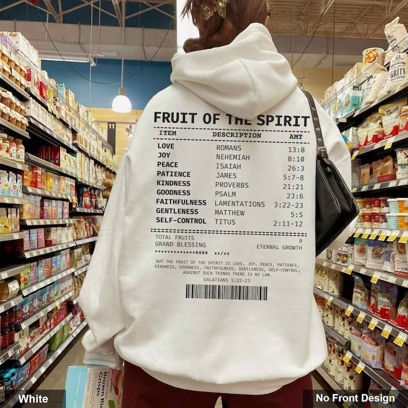 Fruit Of The Spirit Hoodie Christian Receipt Hoodie Faith Based Hoodie Bible Verse Hoodie Trendy Christian Hoodie Bible...