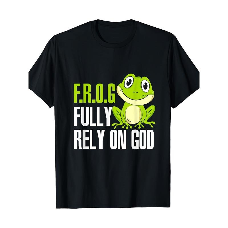 Fully Rely On God Christian Frog Lover MP 100% Cotton T-Shirt made in usa