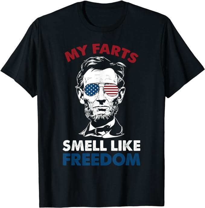 Funny 4th of July Shirts For Men, 4th Of July My Farts Smell Like Freedom Abraham Lincoln T-Shirt Menswear Top Casual Cotton Fashion Basic