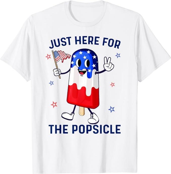 Funny 4th of July Shirts For Men, 4th Of July Popsicle USA American Flag Patriotic T-Shirt Menswear Top Casual Cotton