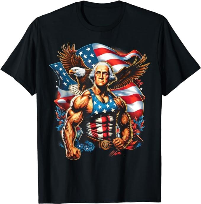 Funny 4th of July Shirts For Men, 4th of July Patriotic Funny George Washington T-Shirt Menswear Top Casual Cotton