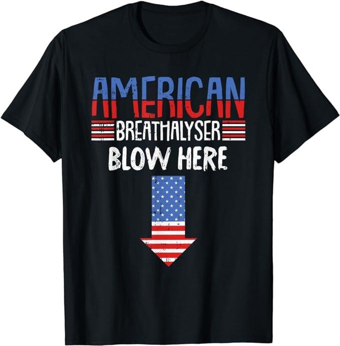 Funny 4th of July Shirts For Men, Breathalyzer 4th Of July Funny American Flag Patriotic T-Shirt Menswear Top Casual Cotton