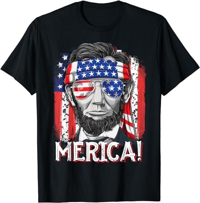 Funny 4th of July Shirts For Men, Lincoln 4th Of July Merica American Flag T-Shirt Menswear Top Casual Cotton Fashion Basic