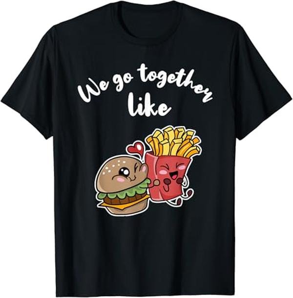 Funny Best Friend Shirts, Gift For Best Friend, Burger and Fries Shirt Funny Couple Burger Best Friend Gift T-Shirt Menswear Top