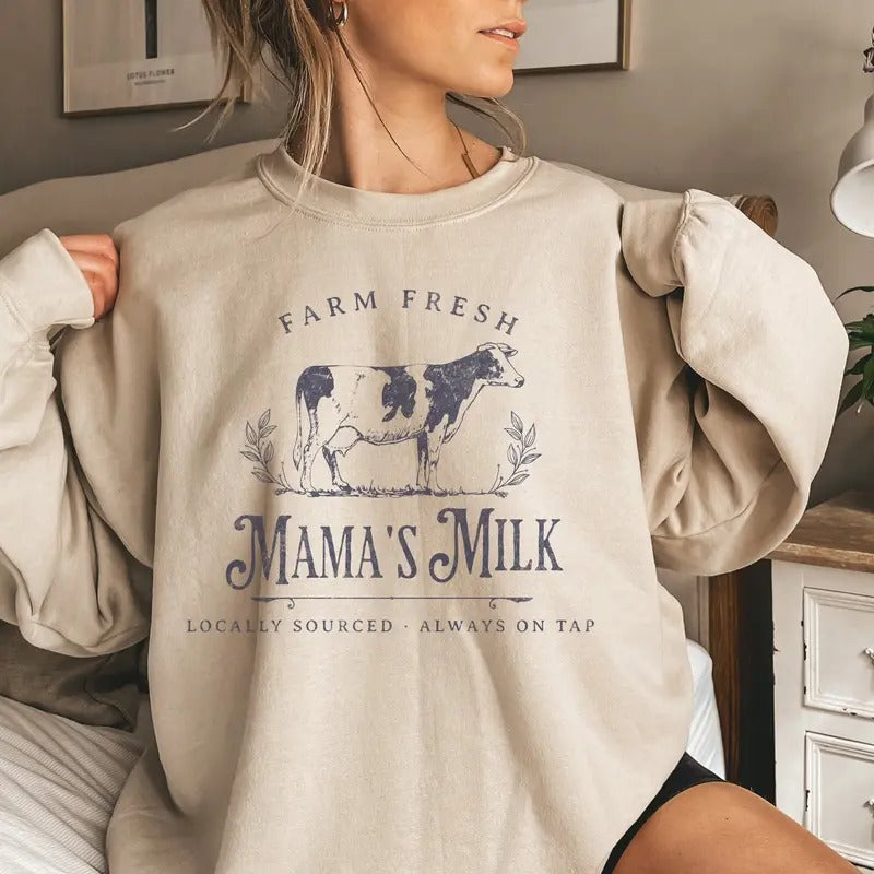 Funny Breastfeeding sweatshirt Lactation Consultant Sweater Milk Maker crewneck New Mom jumper Farm Fresh Milk sweatshirt